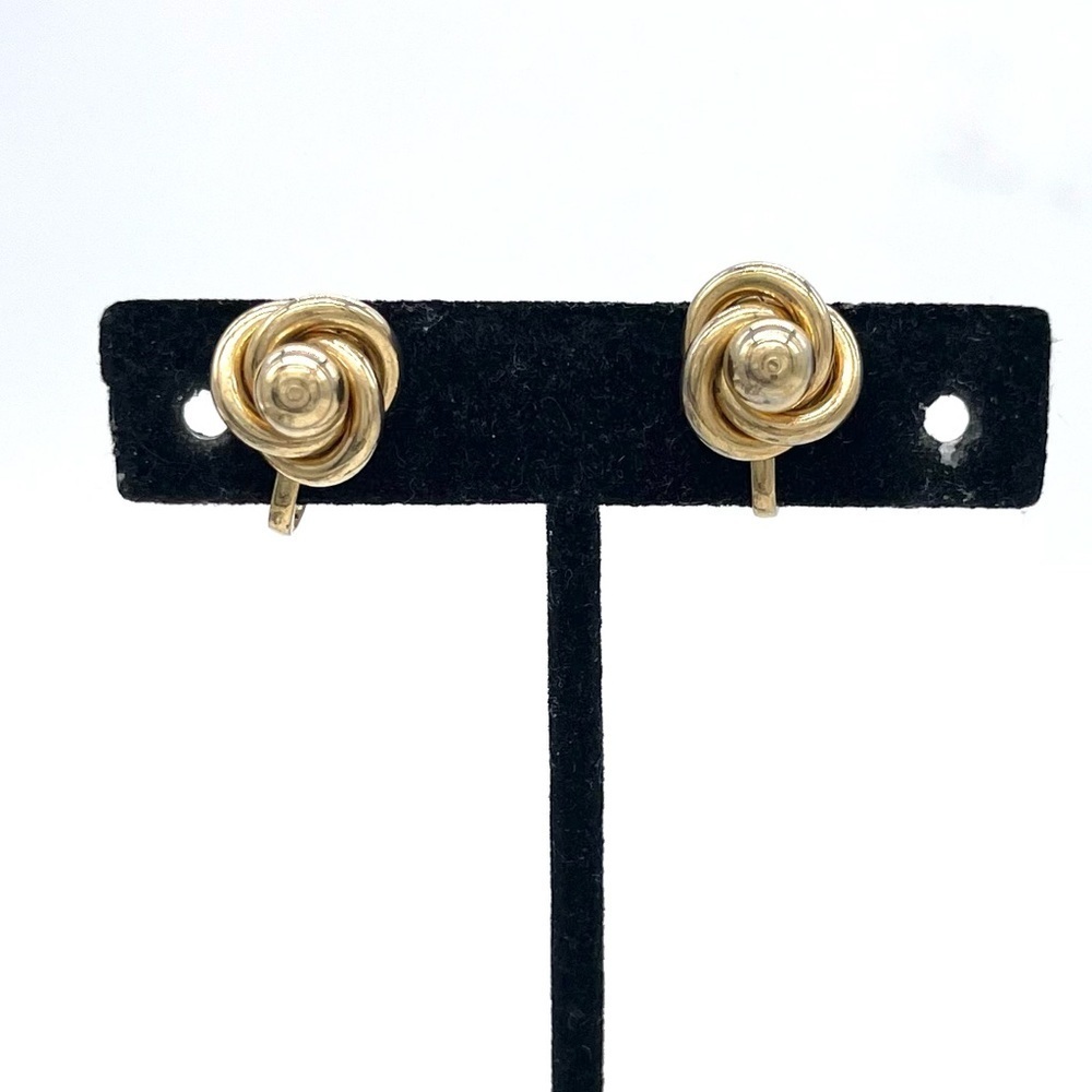 Vintage Knotted Clip on Earrings Gold Tone